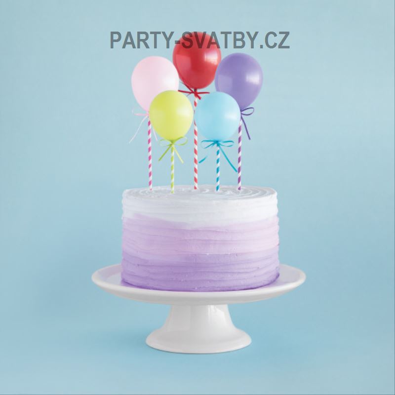 Zápich na cupcake "Balonkové party" 5ks mix