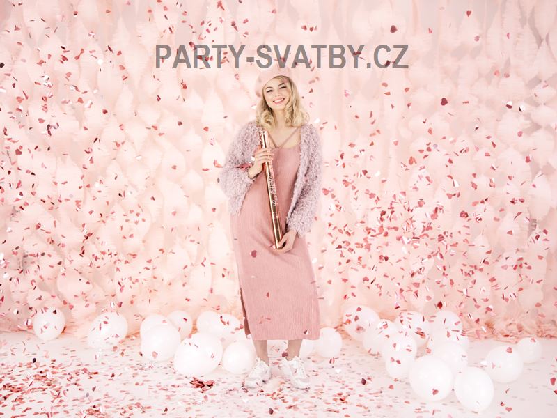 Konfety vystřelovací 60cm srdce růžovozlatá