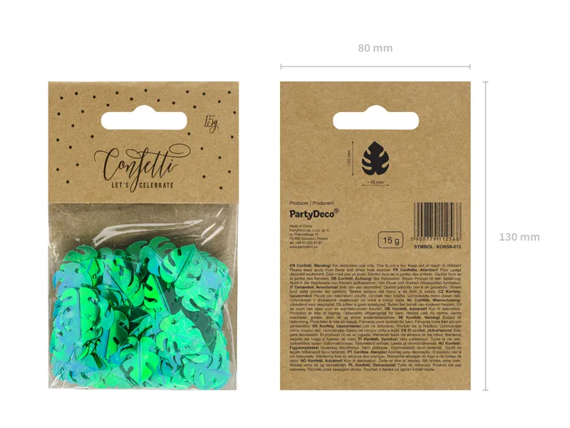 Konfety 15gr. metalic "Lístky" zelená