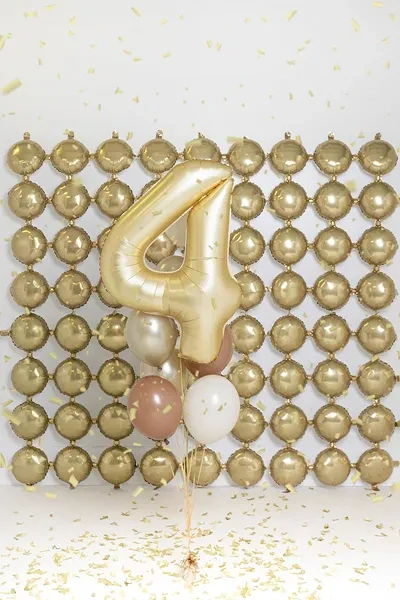 Balonek foliový 86cm číslice "4" světlá zlatá