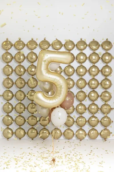 Balonek foliový 86cm číslice "5" světlí zlatá