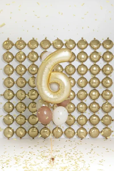 Balonek foliový 86cm číslice "6" světle zlatá