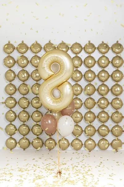 Balonek foliový 86cm číslice "8" světlá zlatá