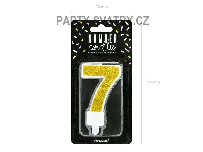 Narozeninové svíčky - číslo "7" glitter zlatá