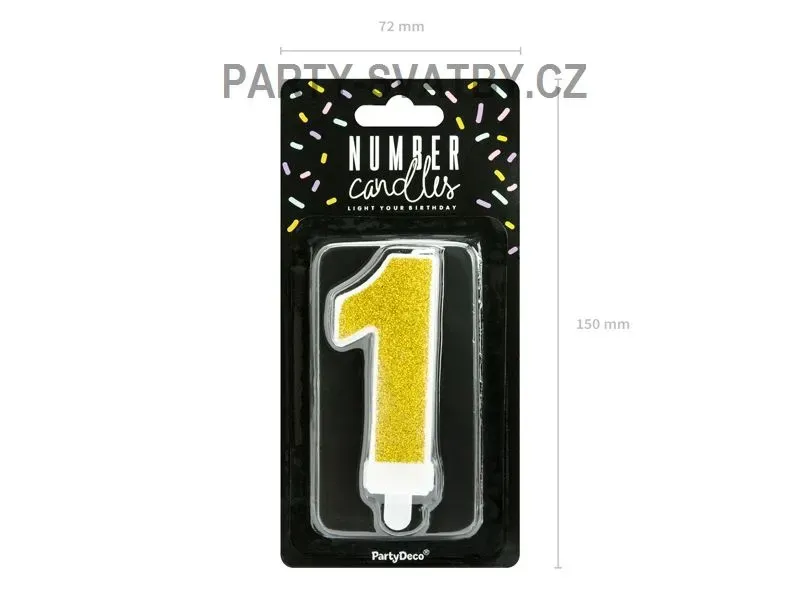 Narozeninové svíčky - číslo "1" glitter zlatá